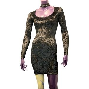 Y2K Goth Crushed Velvet Body Con Dress